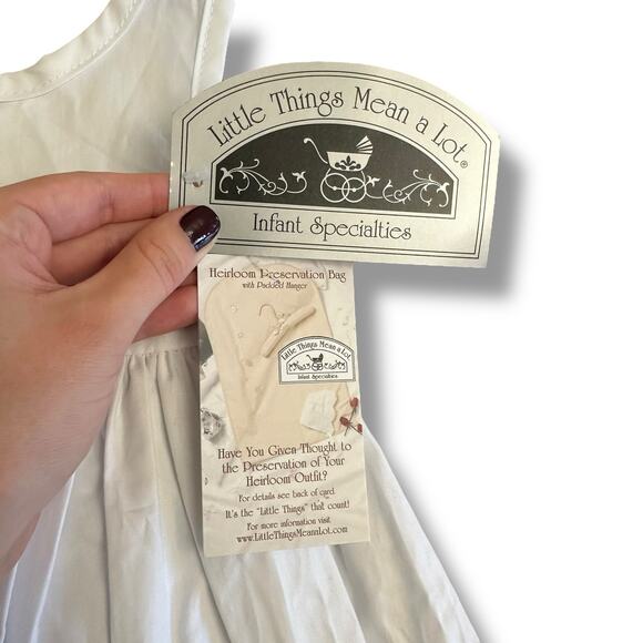 Little Things Mean a Lot White Cotton Day Slip Dress Infant 12 M Christening NWT - Picture 6 of 7